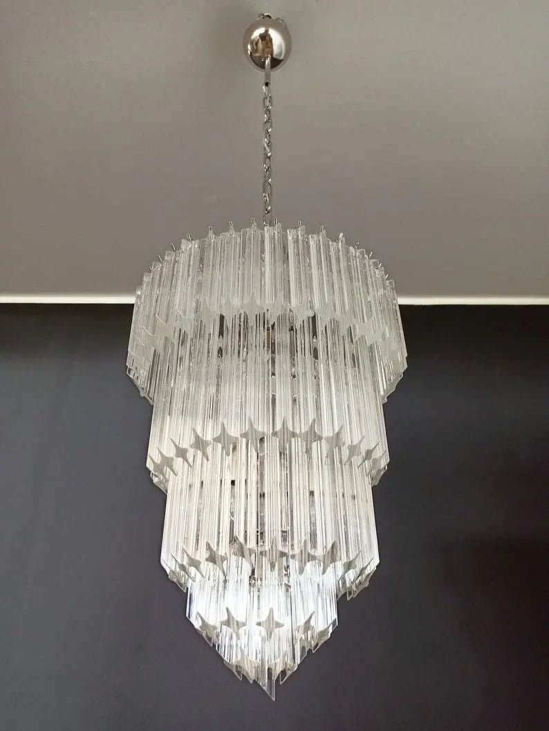 Murano Glass Chandelier – 112 Prisms – Transparent