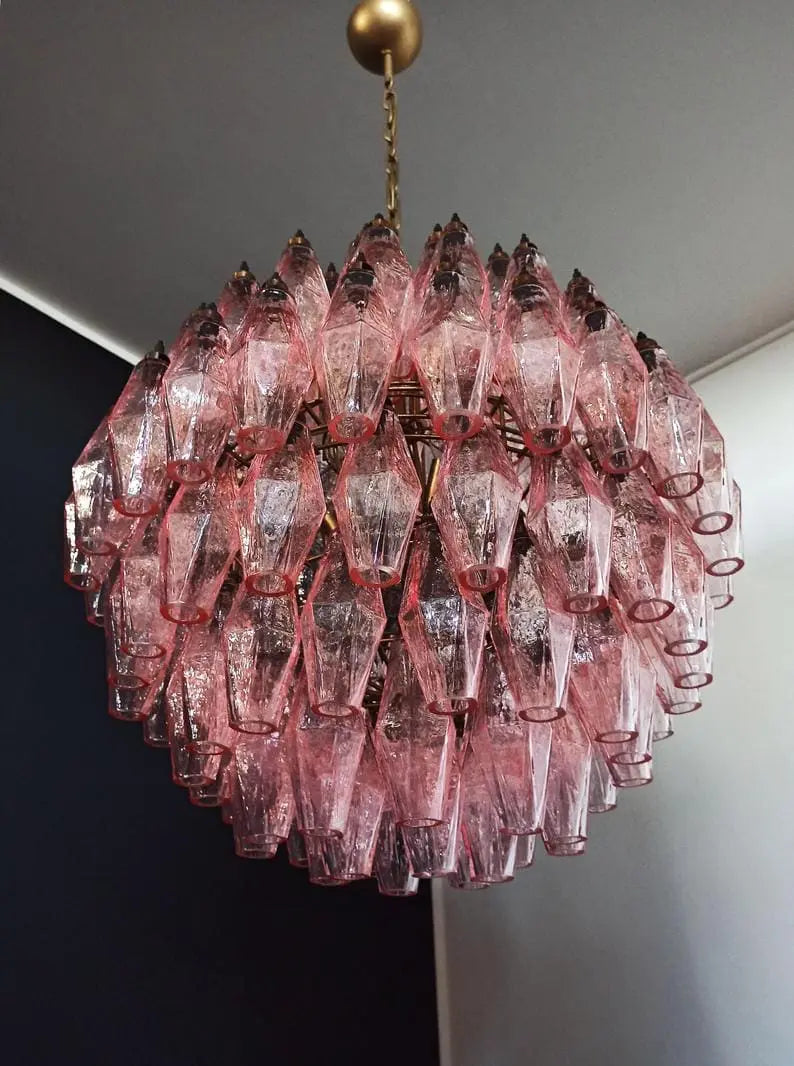 Murano Chandelier – Poliedri -140 Glass – Pink