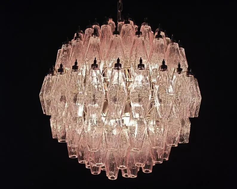 Murano Chandelier – Poliedri -140 Glass – Pink
