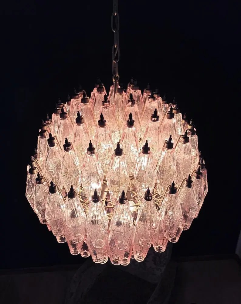Murano Chandelier – Poliedri -140 Glass – Pink