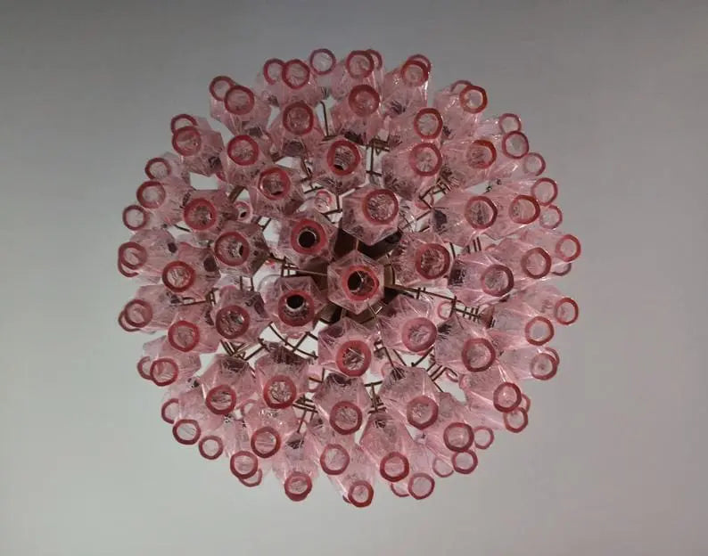 Murano Chandelier – Poliedri -140 Glass – Pink