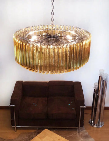 Murano Glass Chandelier – Triedri – 391 Prisms – Amber