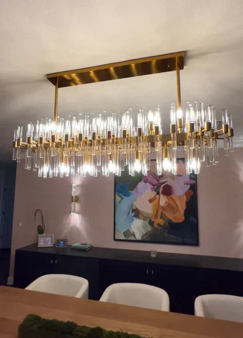 Modern Round Tiered Crystal Chandelier with Gold Finish and Metal Frame