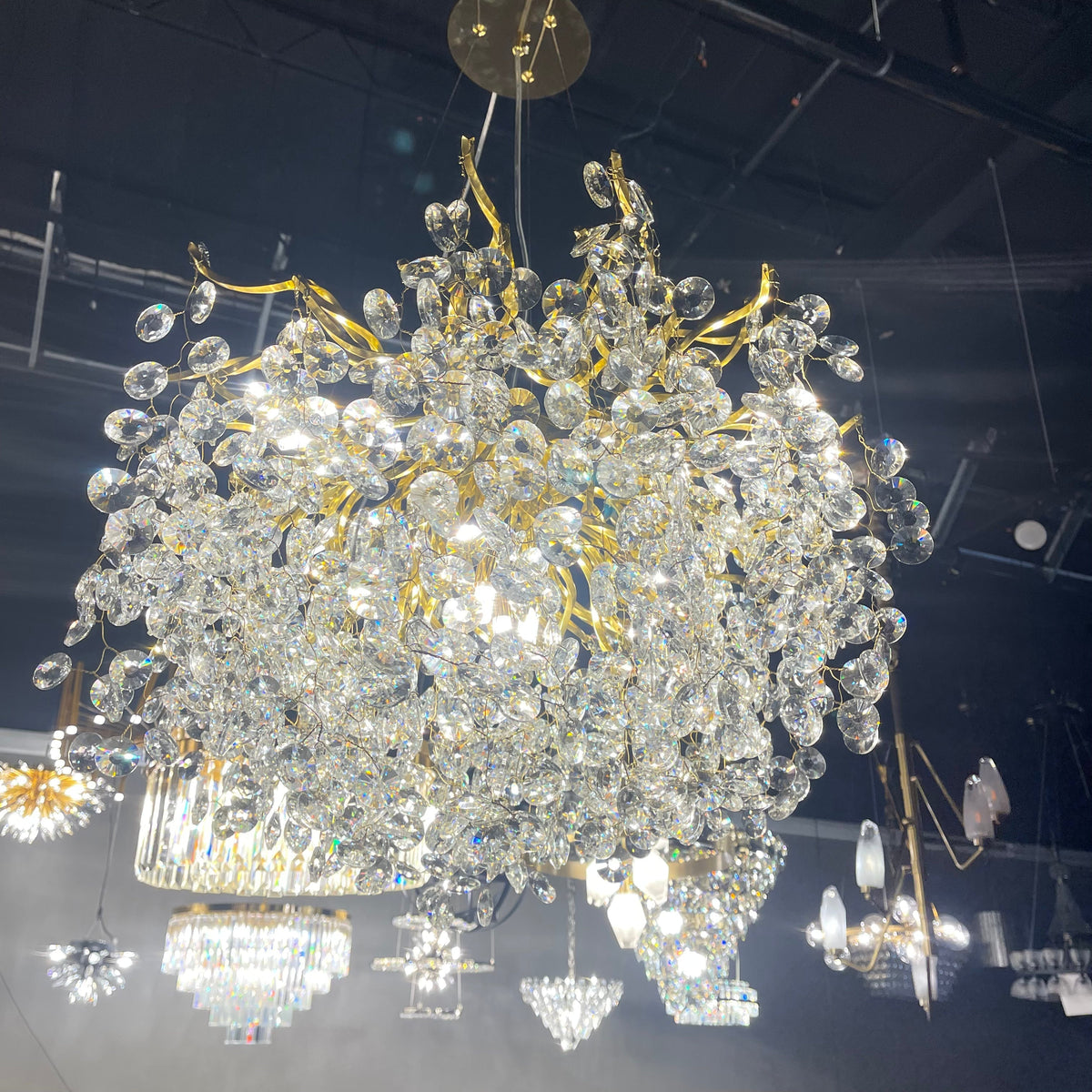 Crystal Quatre Round Branch Penny Chandelier