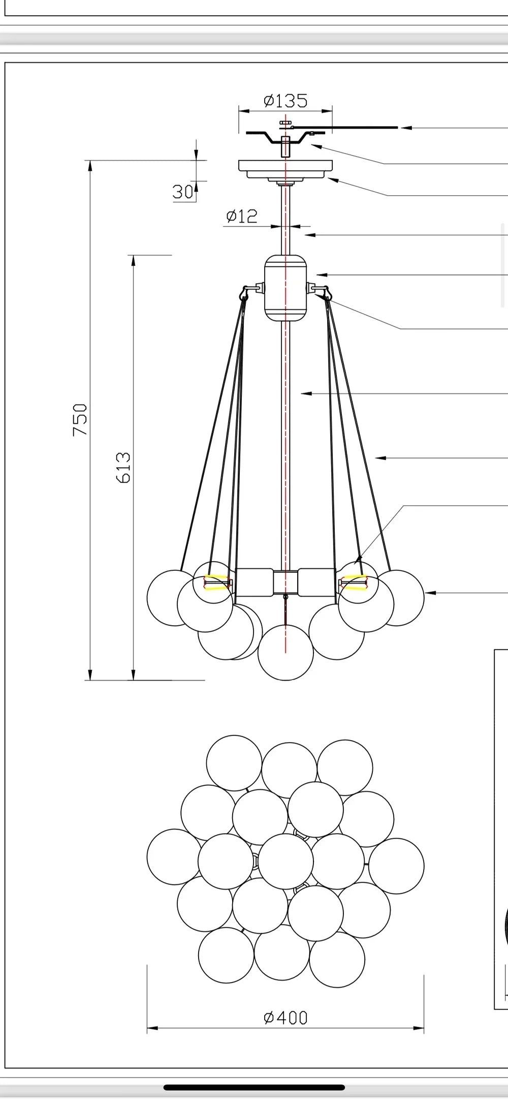Modern Glass and Metal Cloud Balloon Chandelier with Minimalist Finish for Living Room Bedroom