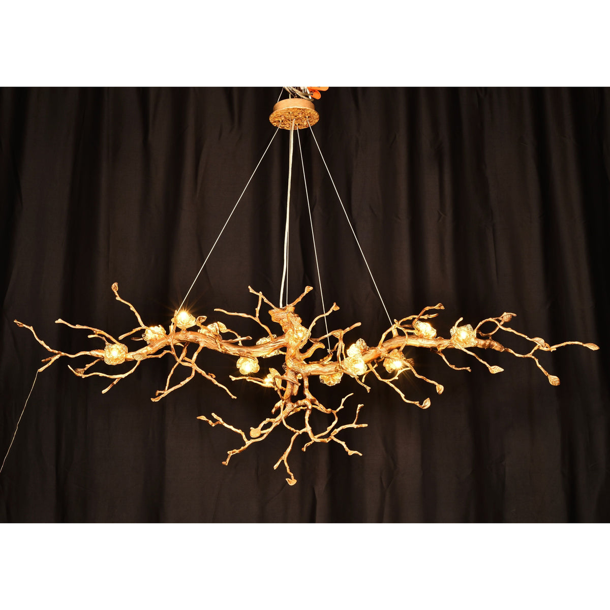 Livio Gemstone Branch Brass Round Chandelier