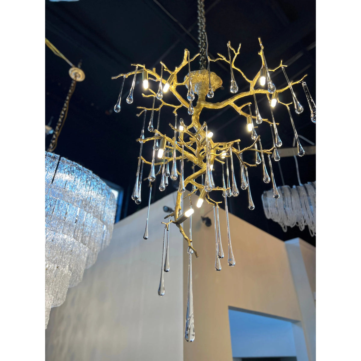 Willow Branching Crystal Chandelier in Natural Brass