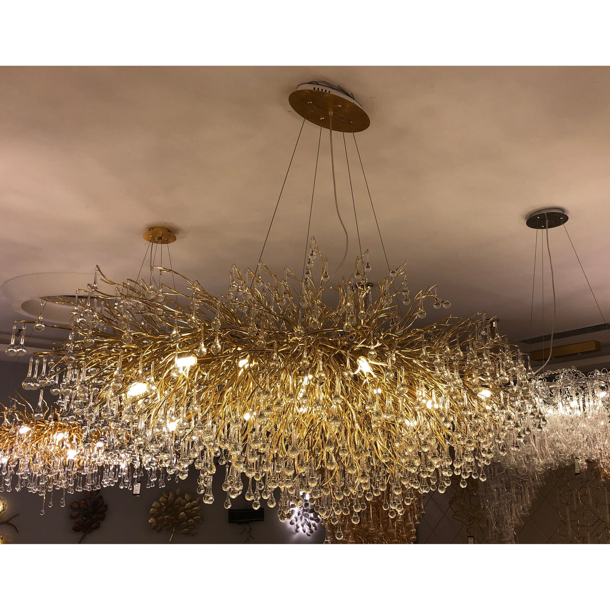 Le Saint Branch Brass Round Teardrop Chandelier