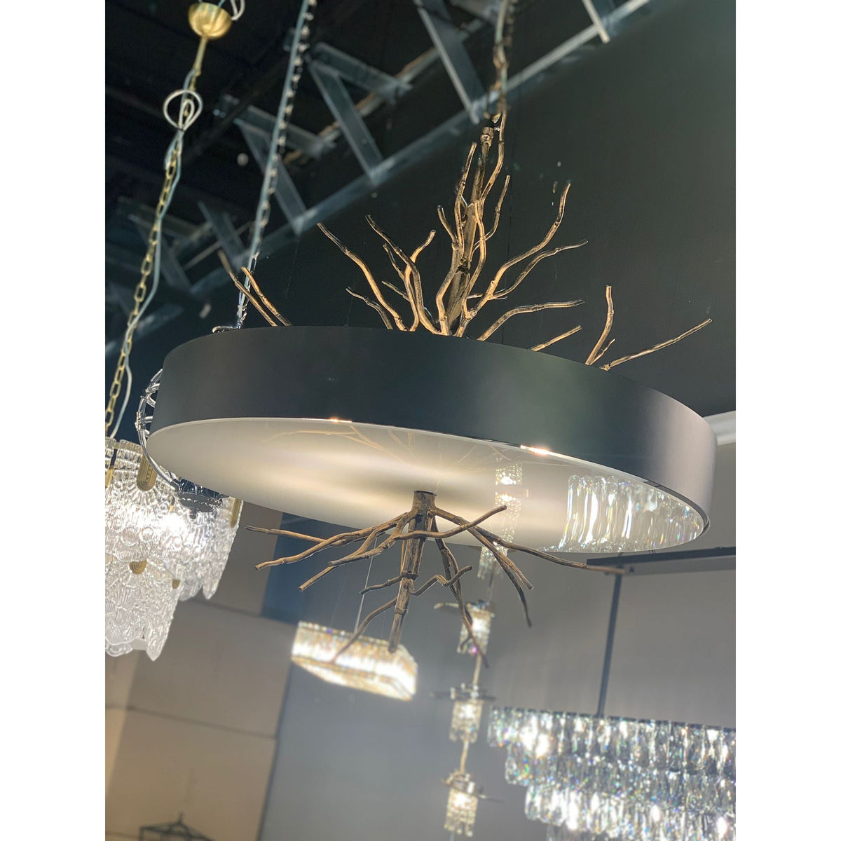 Organic Drum Branch Pendant Light