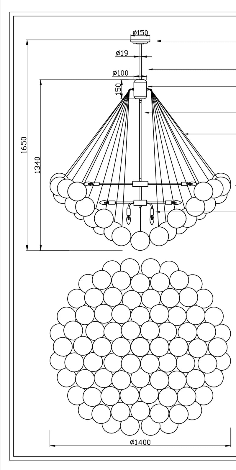 Modern Glass and Metal Cloud Balloon Chandelier with Minimalist Finish for Living Room Bedroom