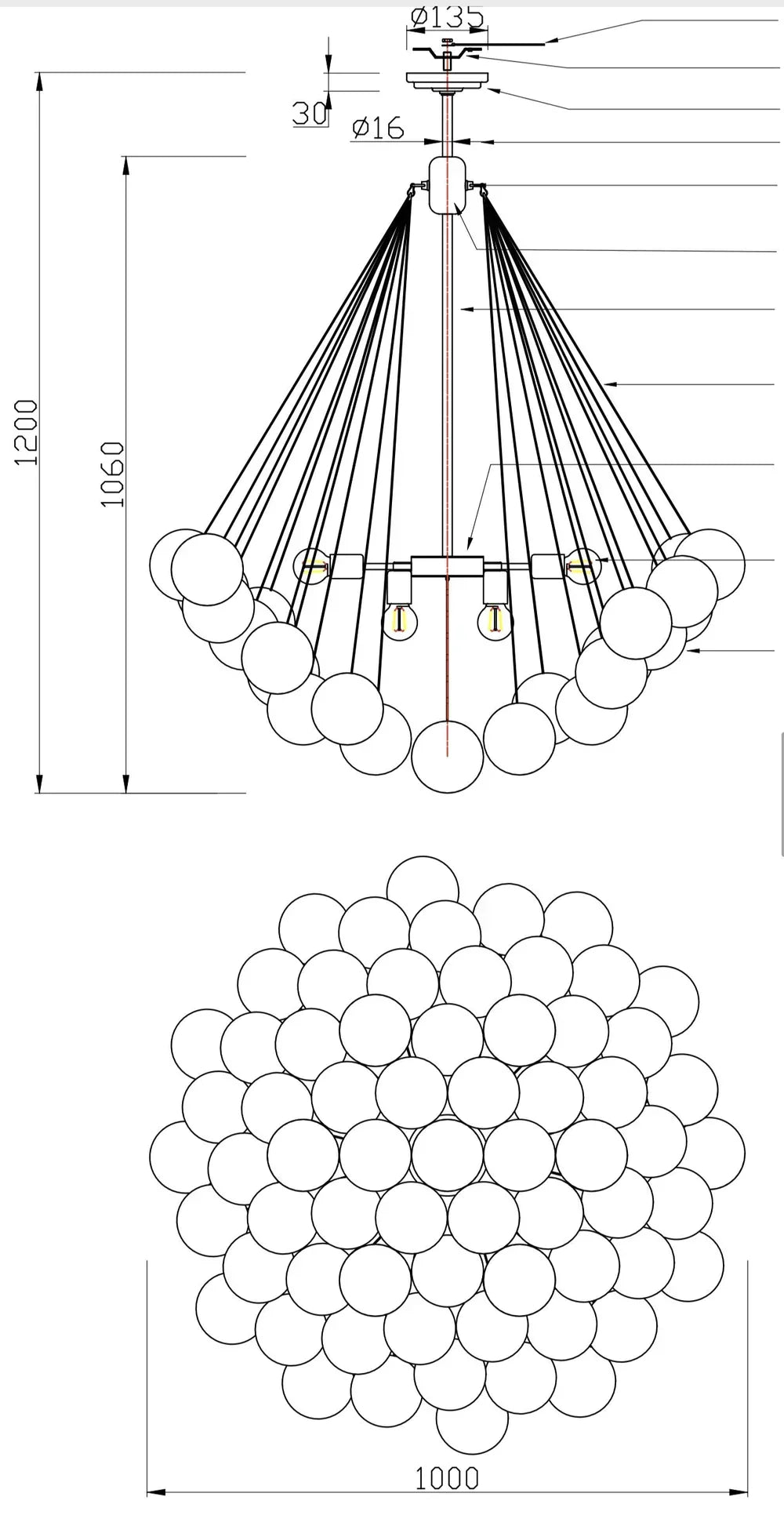 Modern Glass and Metal Cloud Balloon Chandelier with Minimalist Finish for Living Room Bedroom