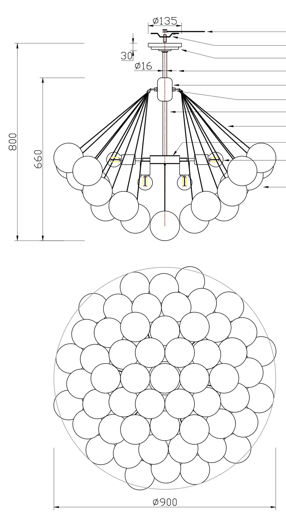 Modern Glass and Metal Cloud Balloon Chandelier with Minimalist Finish for Living Room Bedroom