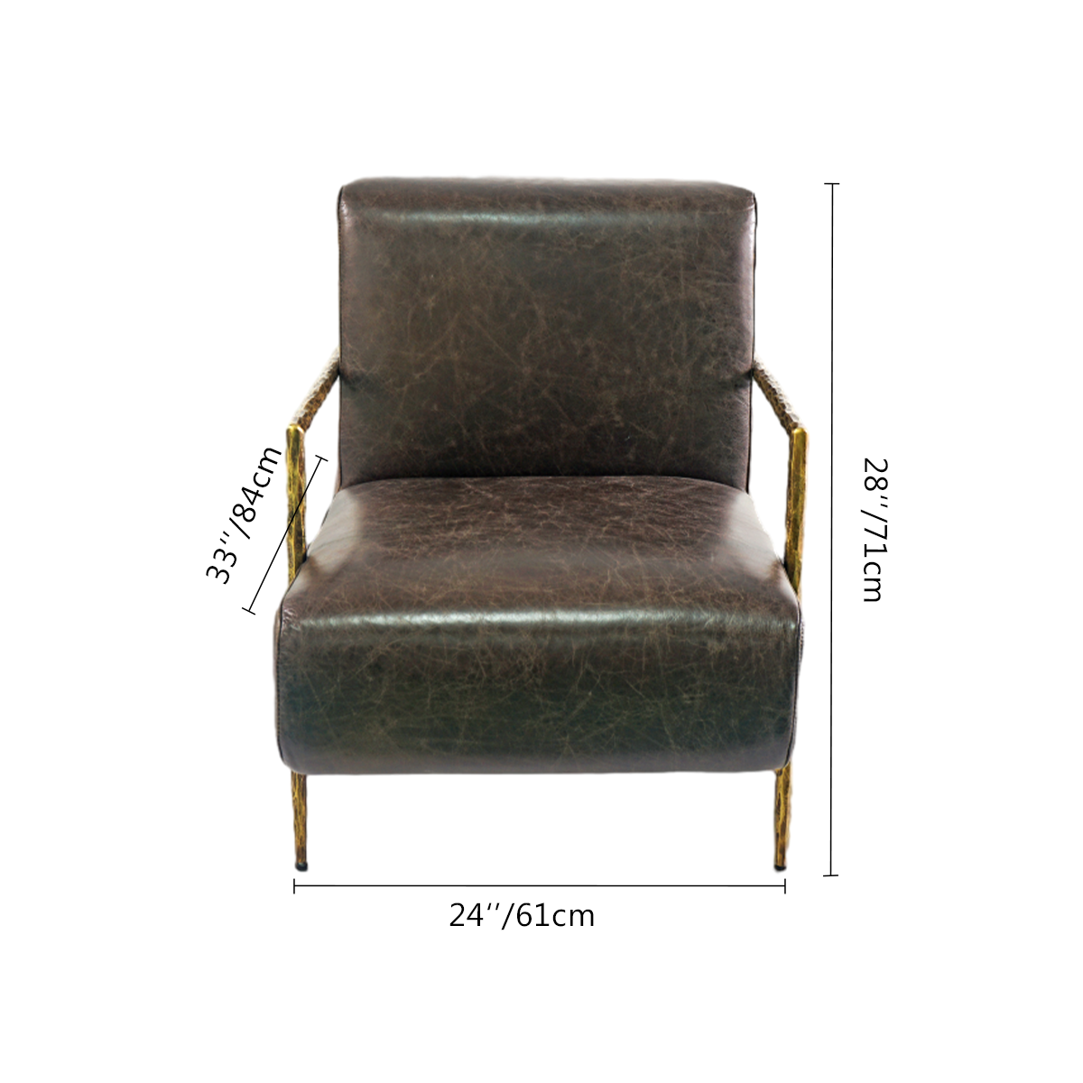 Vintage Forged Genuine Brown Leather Accent Chair