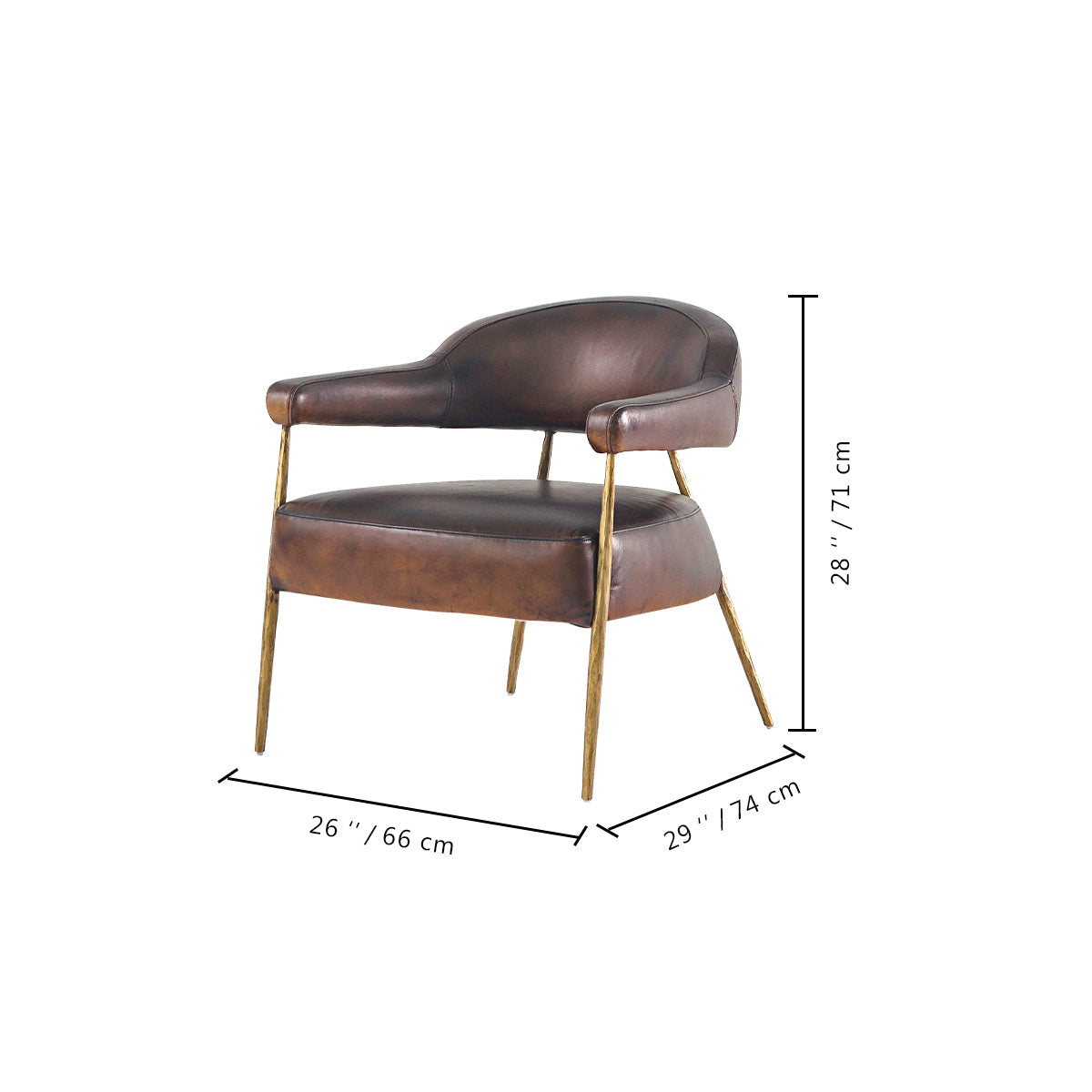 Vintage Forged Brown Leather Lounge Armchair