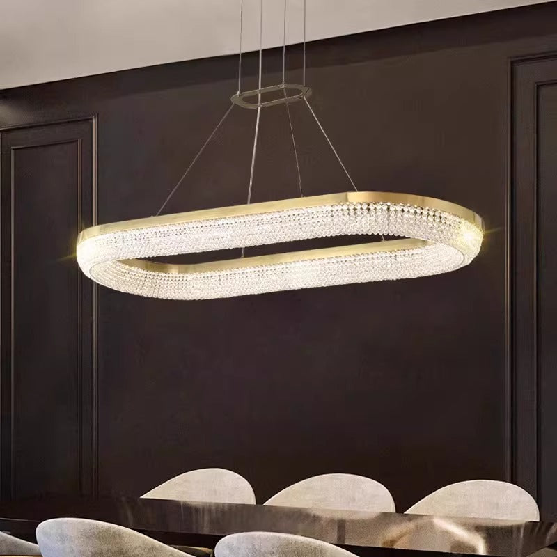 Modern Minimalist Rings Round / oval Crystal Chandelier