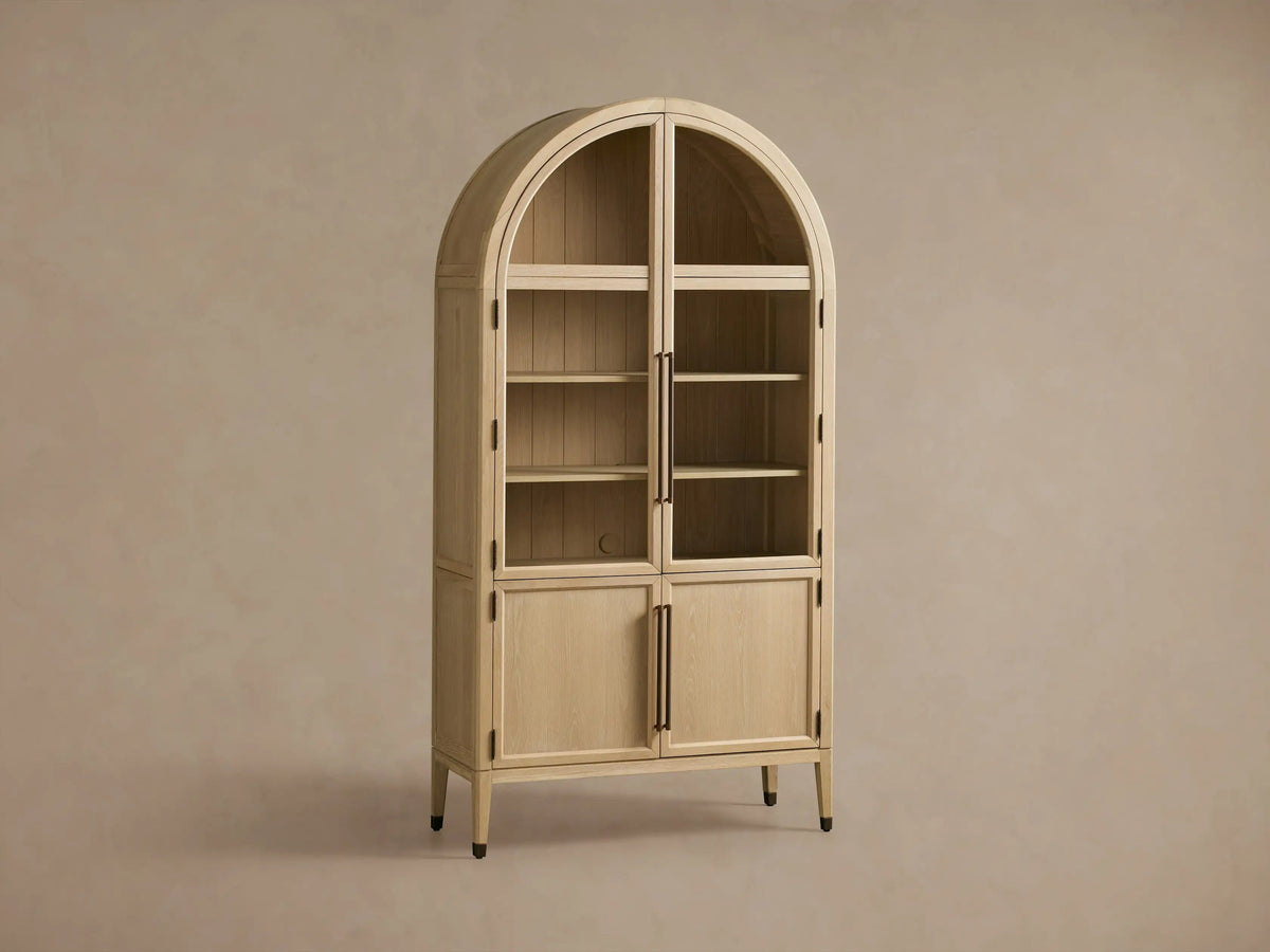 Hattie Glass Accent Cabinet in Oak 36-Inchw 46-Inchw