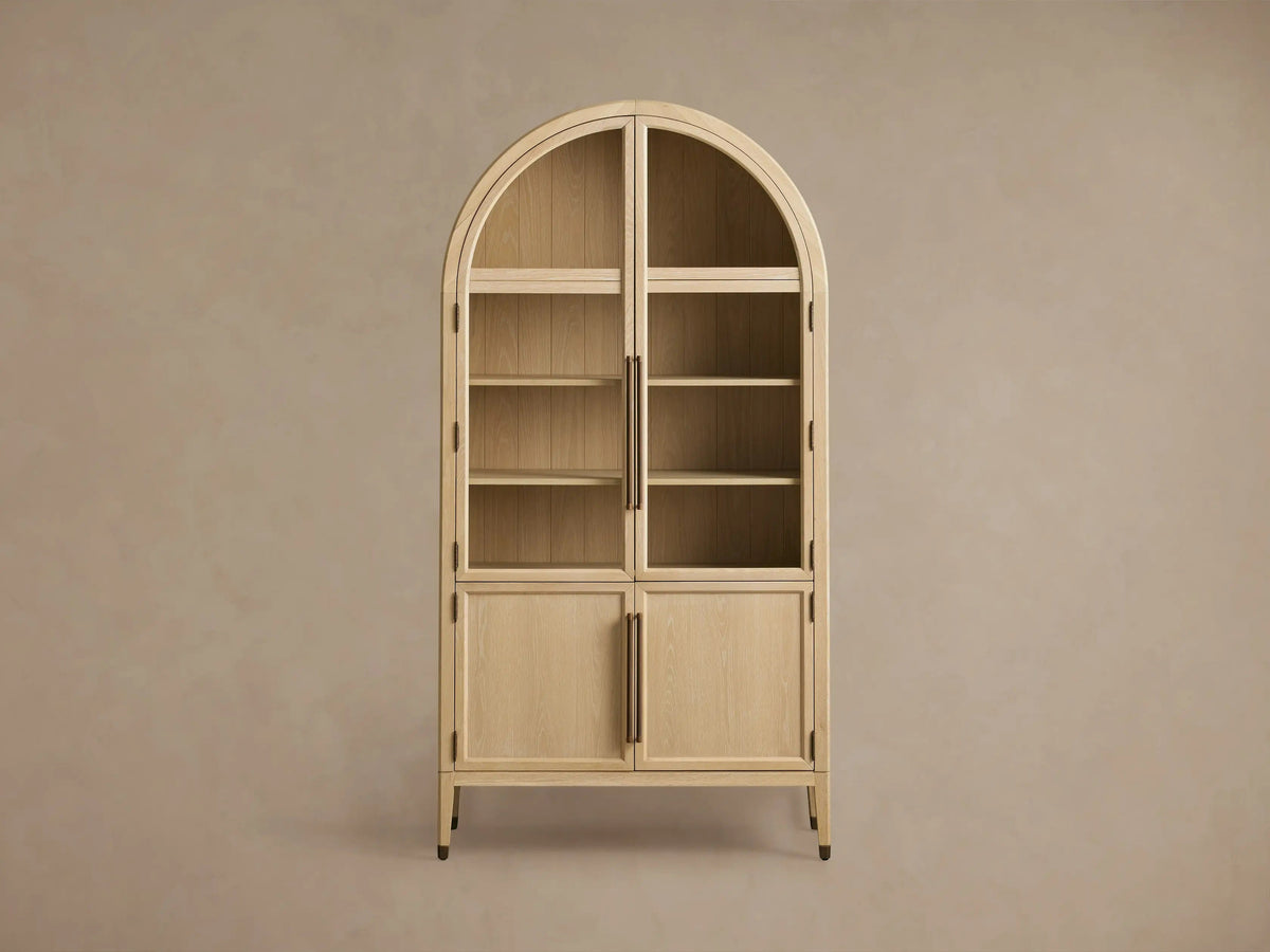 Hattie Glass Accent Cabinet in Oak 36-Inchw 46-Inchw