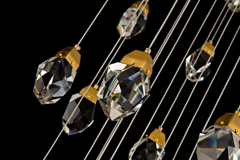 Modern Floating Diamond Crystal Chandelier for High-Ceiling