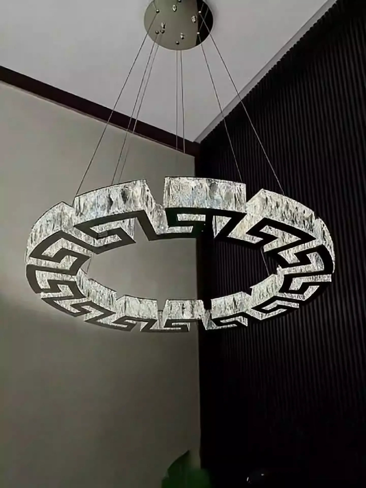Modern Round Gear / rectangular Mazes Crystal Chandelier
