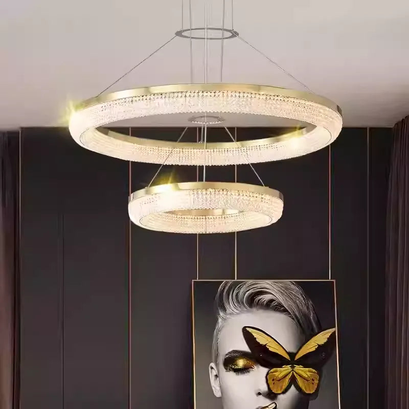 Modern Minimalist Rings Round / oval Crystal Chandelier