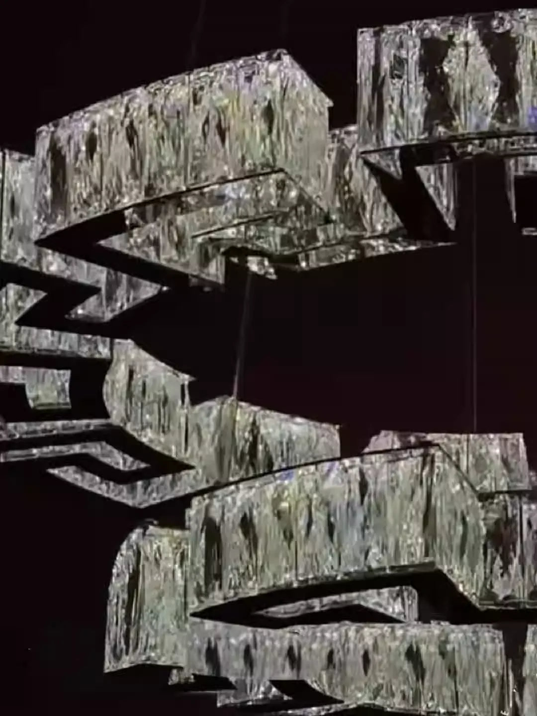 Modern Round Gear / rectangular Mazes Crystal Chandelier