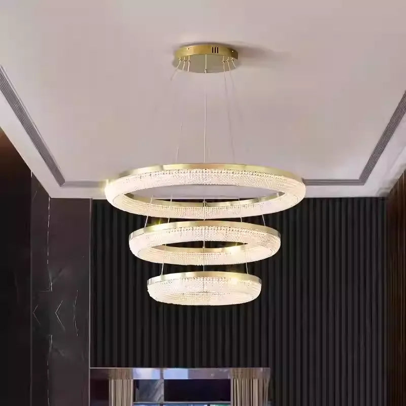 Modern Minimalist Rings Round / oval Crystal Chandelier