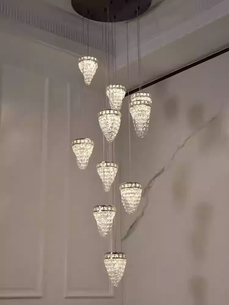 Modern Floating Crystal Conch Chandelier for High-Ceiling