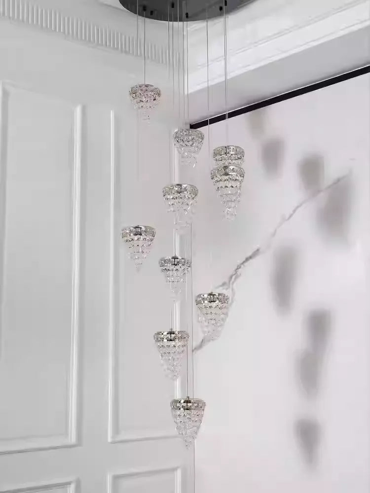 Modern Floating Crystal Conch Chandelier for High-Ceiling