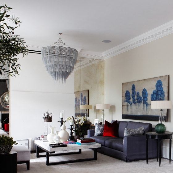 Oversized Modern Aluminium Chain Tassel Pendant Chandelier with Multi-Crafted Finish for Large Living Room