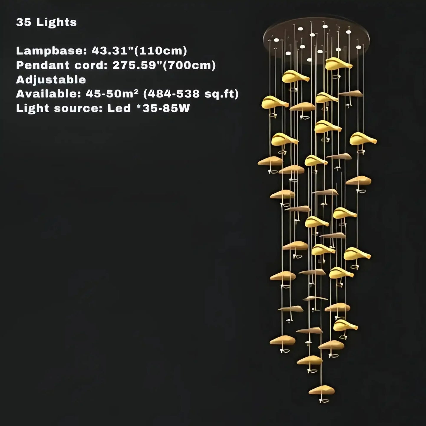 Jenissa Vintage Crystal Staircase Chandelier High Ceiling Luxury Lighting - 3 - LightGoldWarm LightManorlights