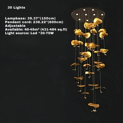 Jenissa Vintage Crystal Staircase Chandelier High Ceiling Luxury Lighting - 3 - LightGoldWarm LightManorlights