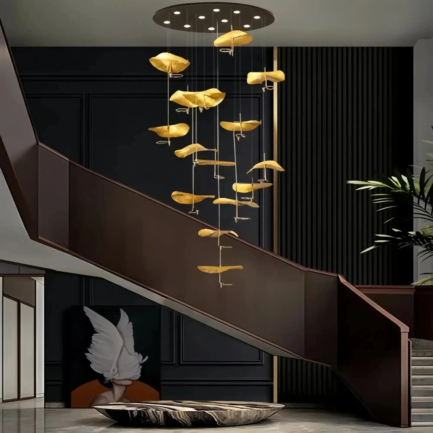 Jenissa Vintage Crystal Staircase Chandelier High Ceiling Luxury Lighting - 15 - LightGoldWarm LightManorlights