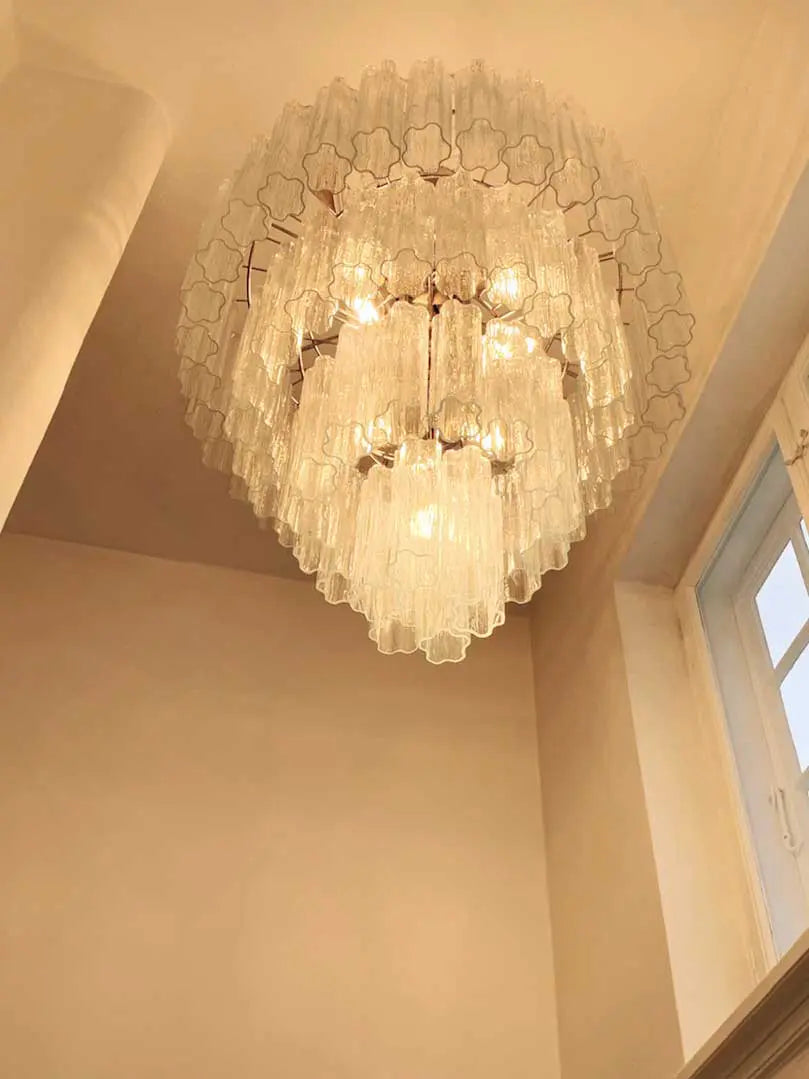 Murano Glass Chandelier – 78 Tubes – Transparent