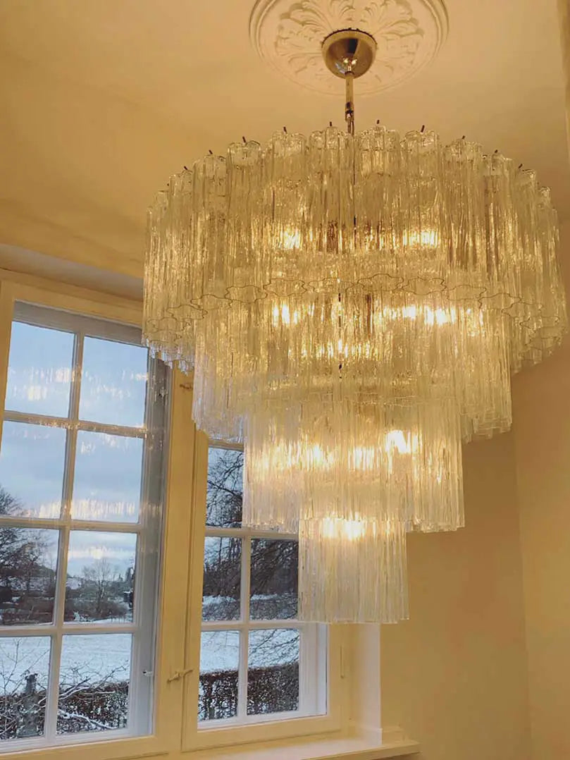 Murano Glass Chandelier – 78 Tubes – Transparent