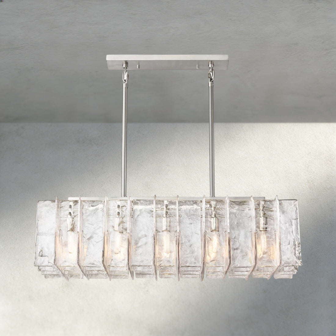 Lattice Clear Glass Rectangular Chandelier 49", 67"