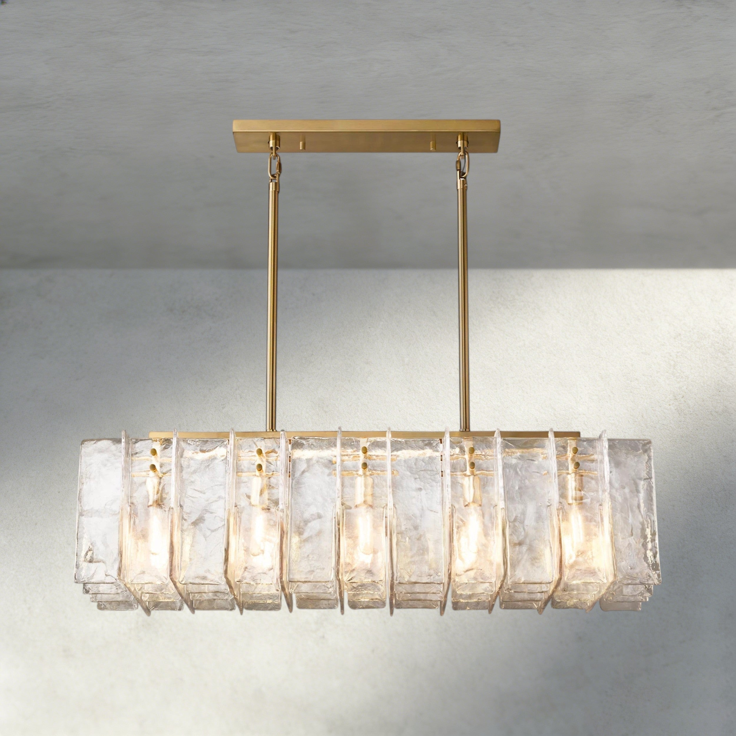 Lattice Clear Glass Rectangular Chandelier 49", 67"
