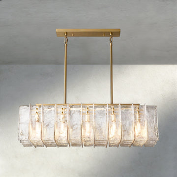 Lattice Clear Glass Rectangular Chandelier 49", 67"