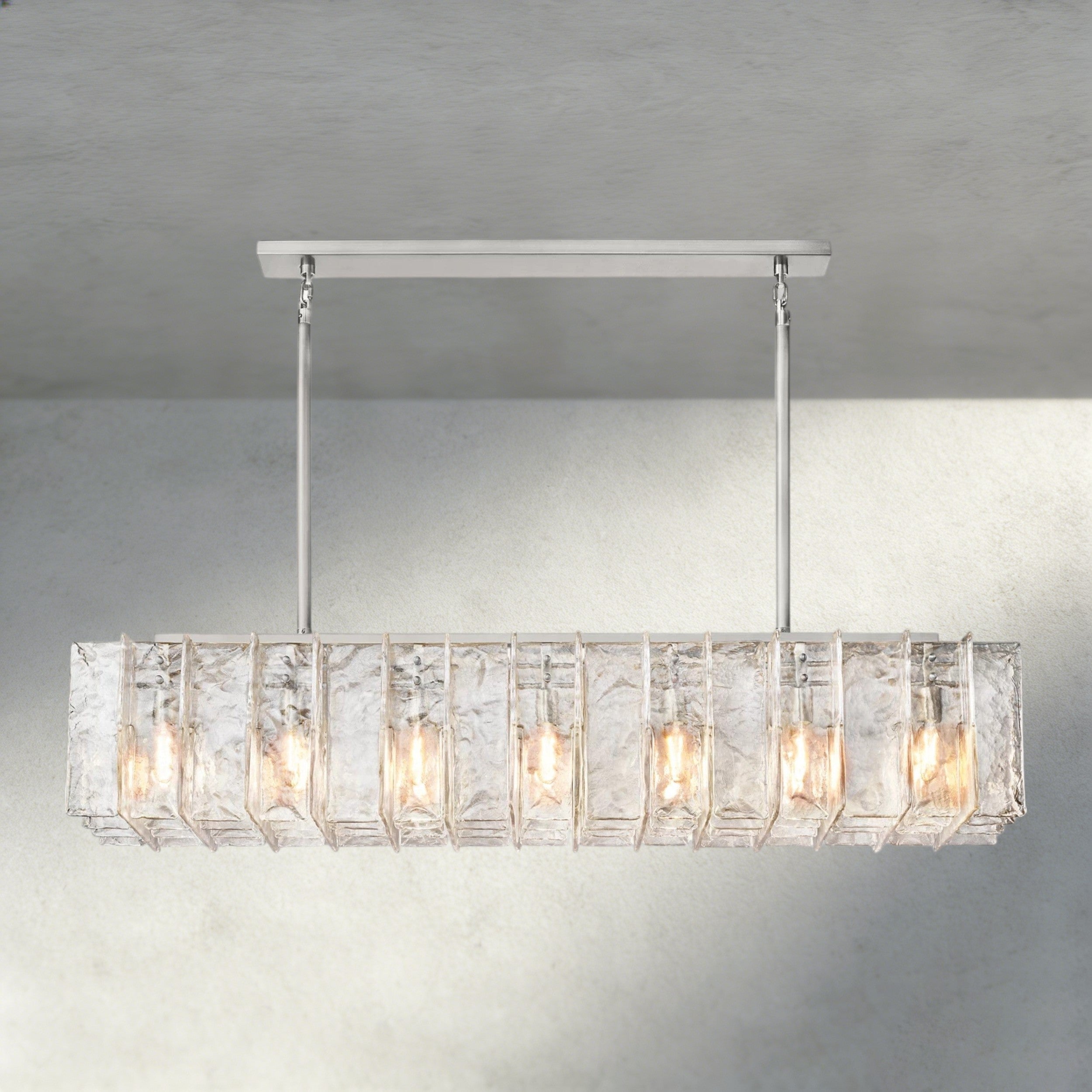 Lattice Clear Glass Rectangular Chandelier 49", 67"