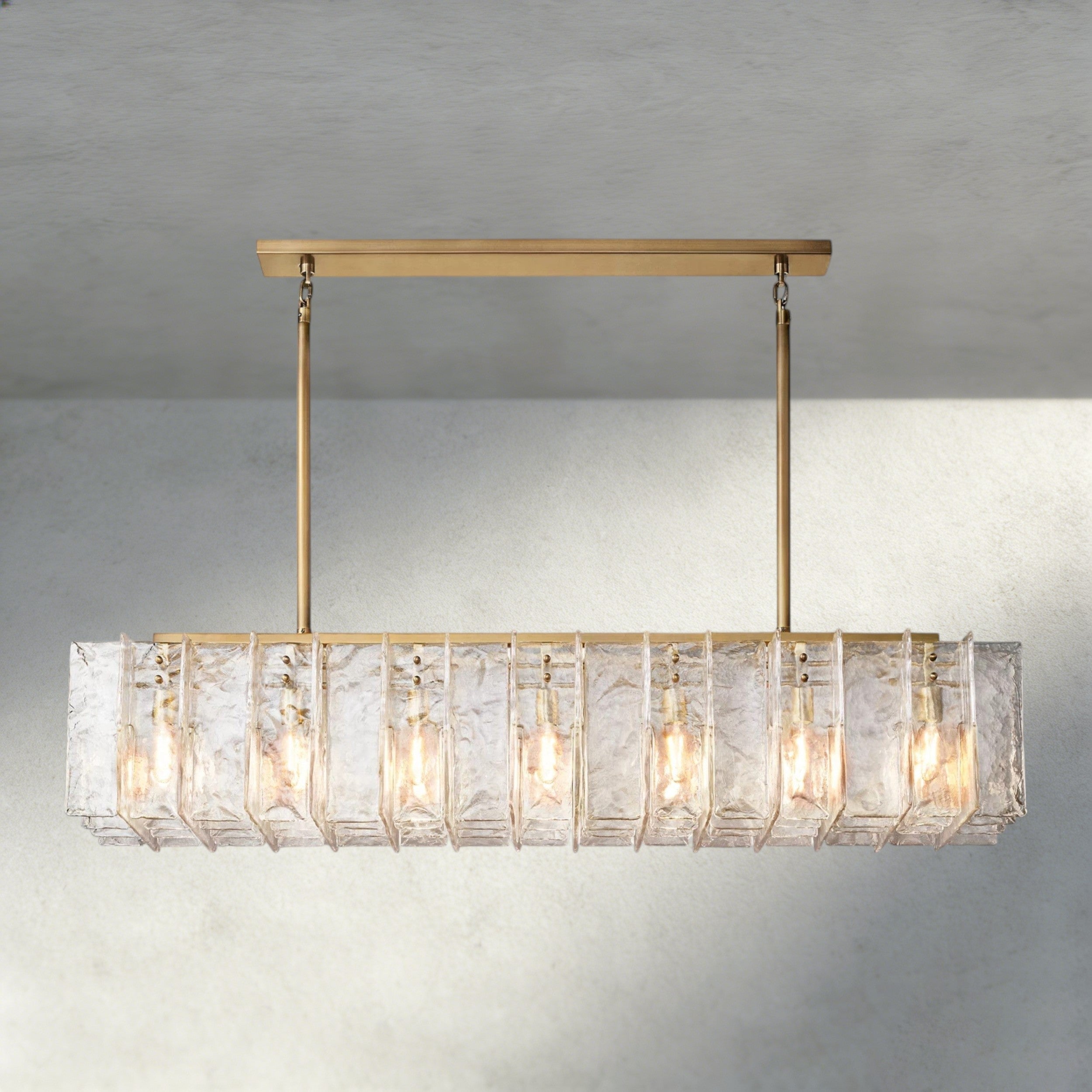 Lattice Clear Glass Rectangular Chandelier 49", 67"