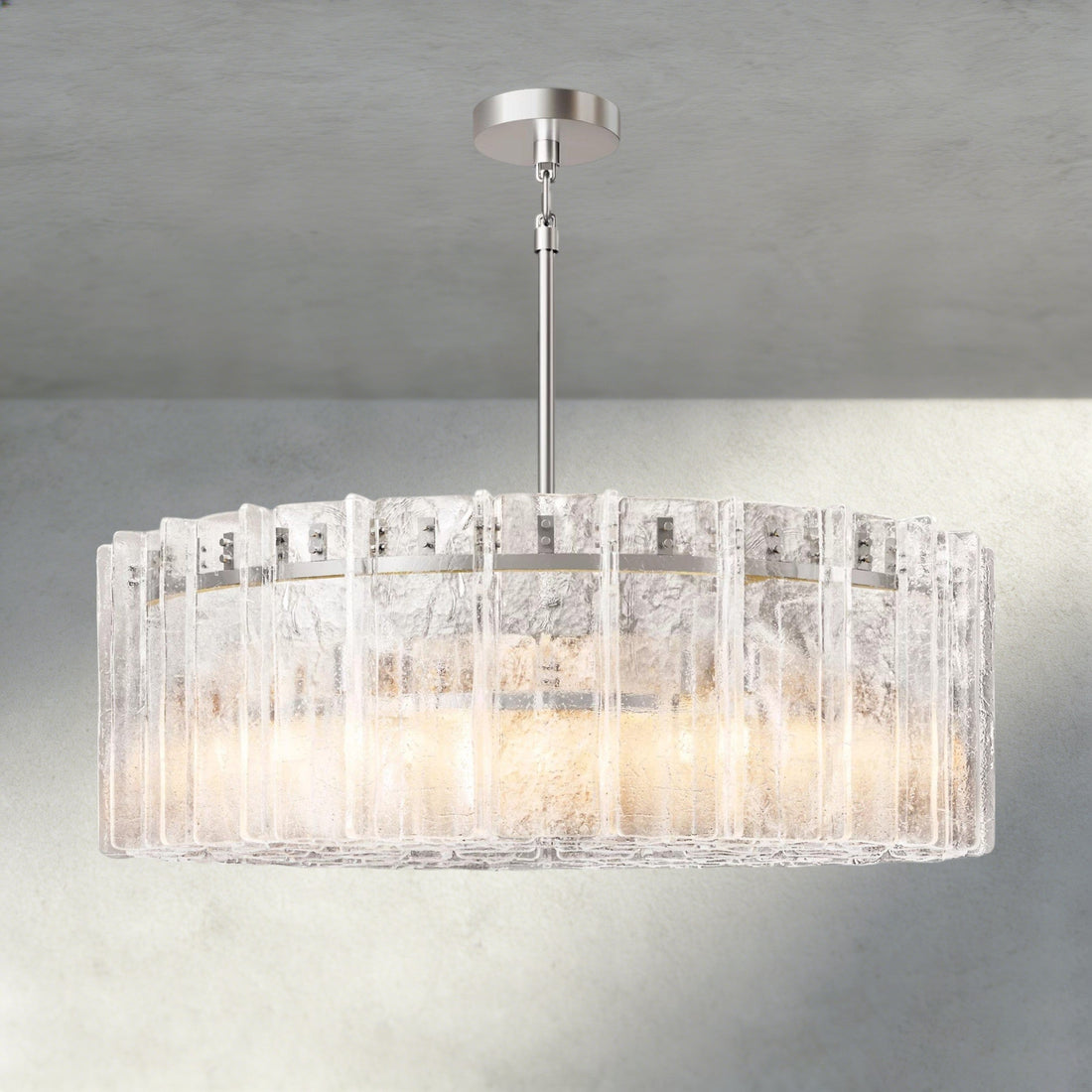 Lattice Clear Glass Round Chandelier 37", 48"
