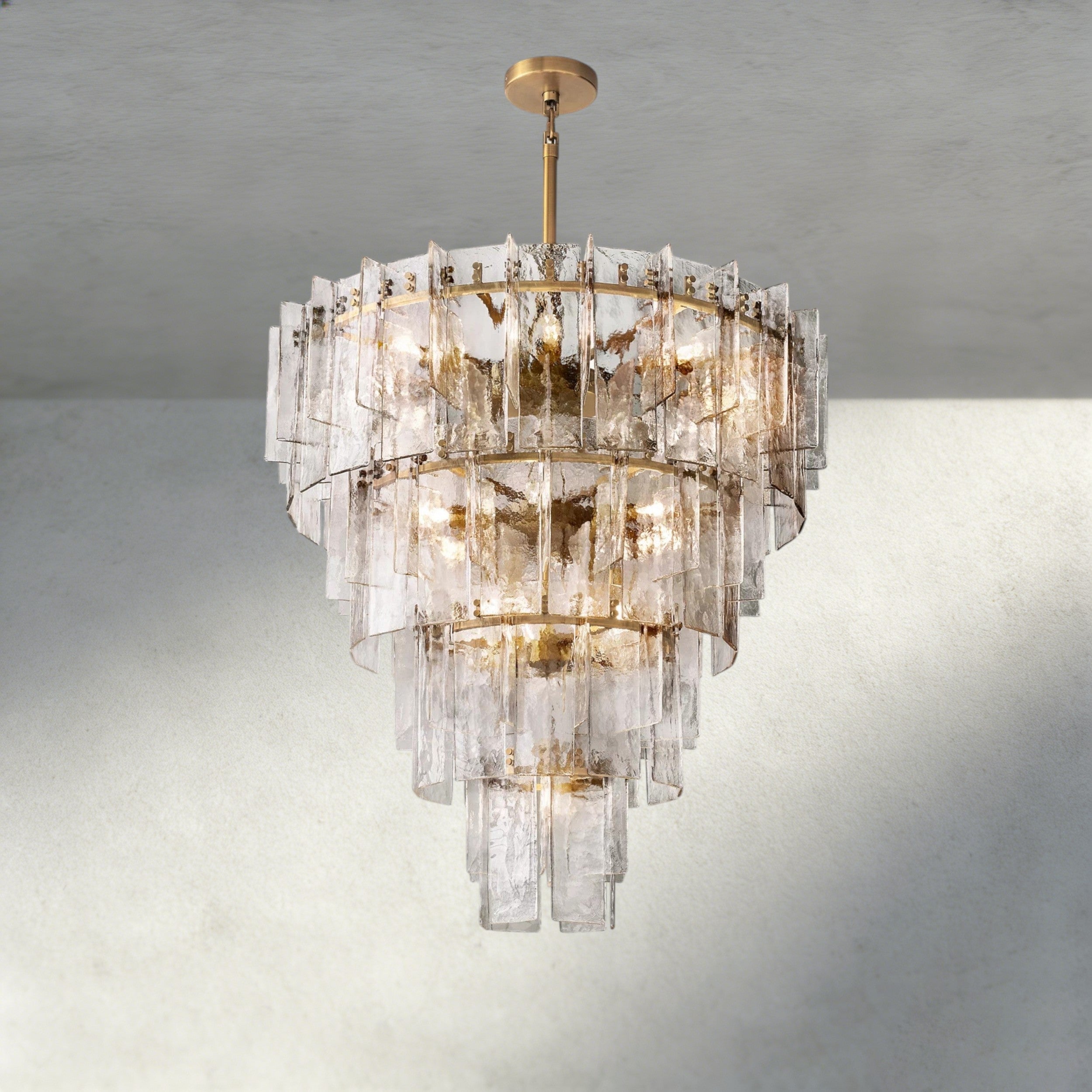 Lattice Clear Glass Tiered Round Chandelier 36", 47"