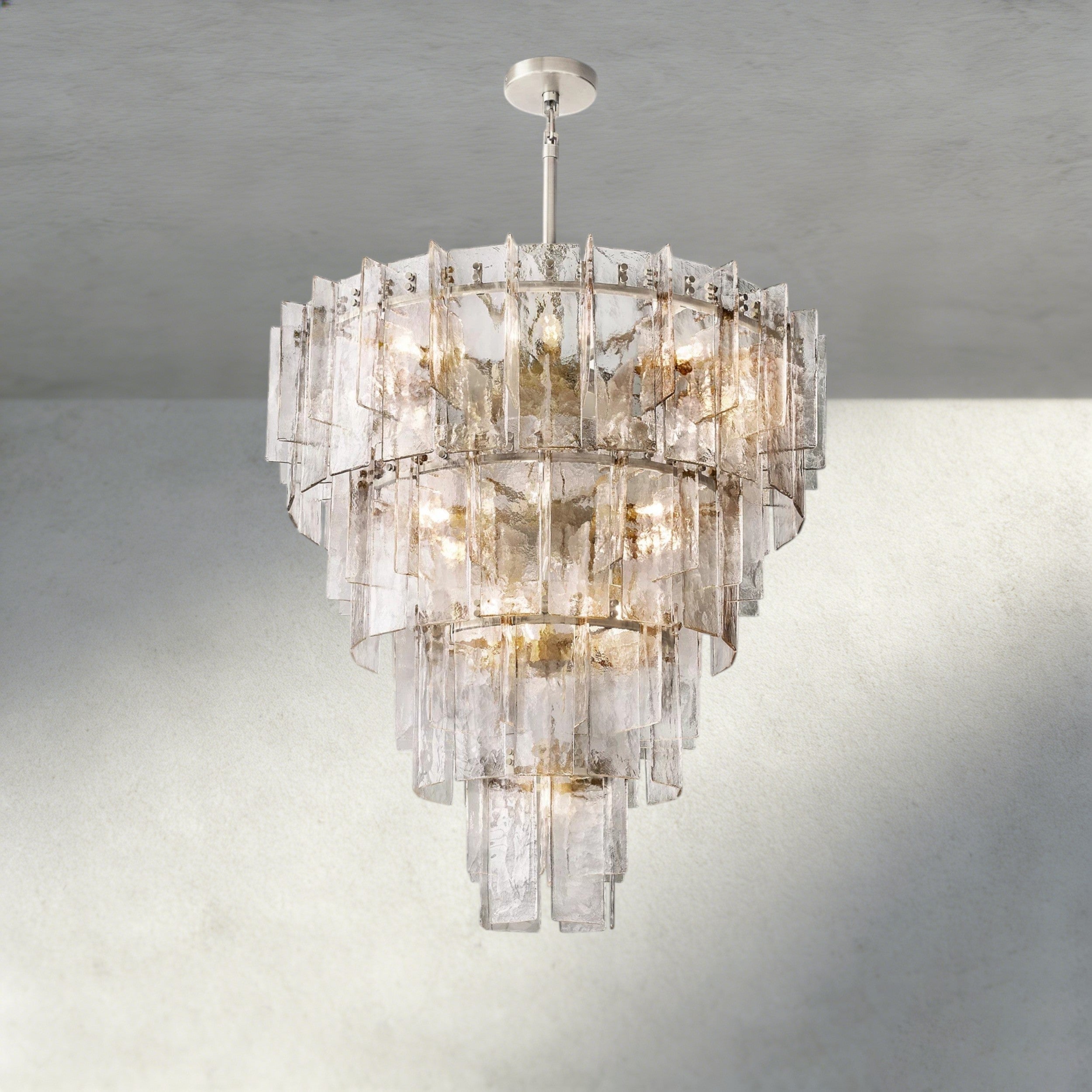 Lattice Clear Glass Tiered Round Chandelier 36", 47"