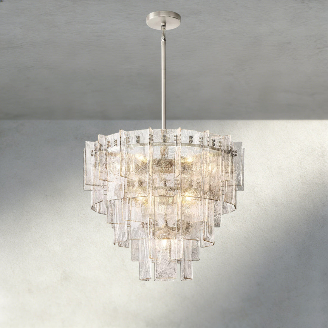 Lattice Clear Glass Tiered Round Chandelier 36", 47"