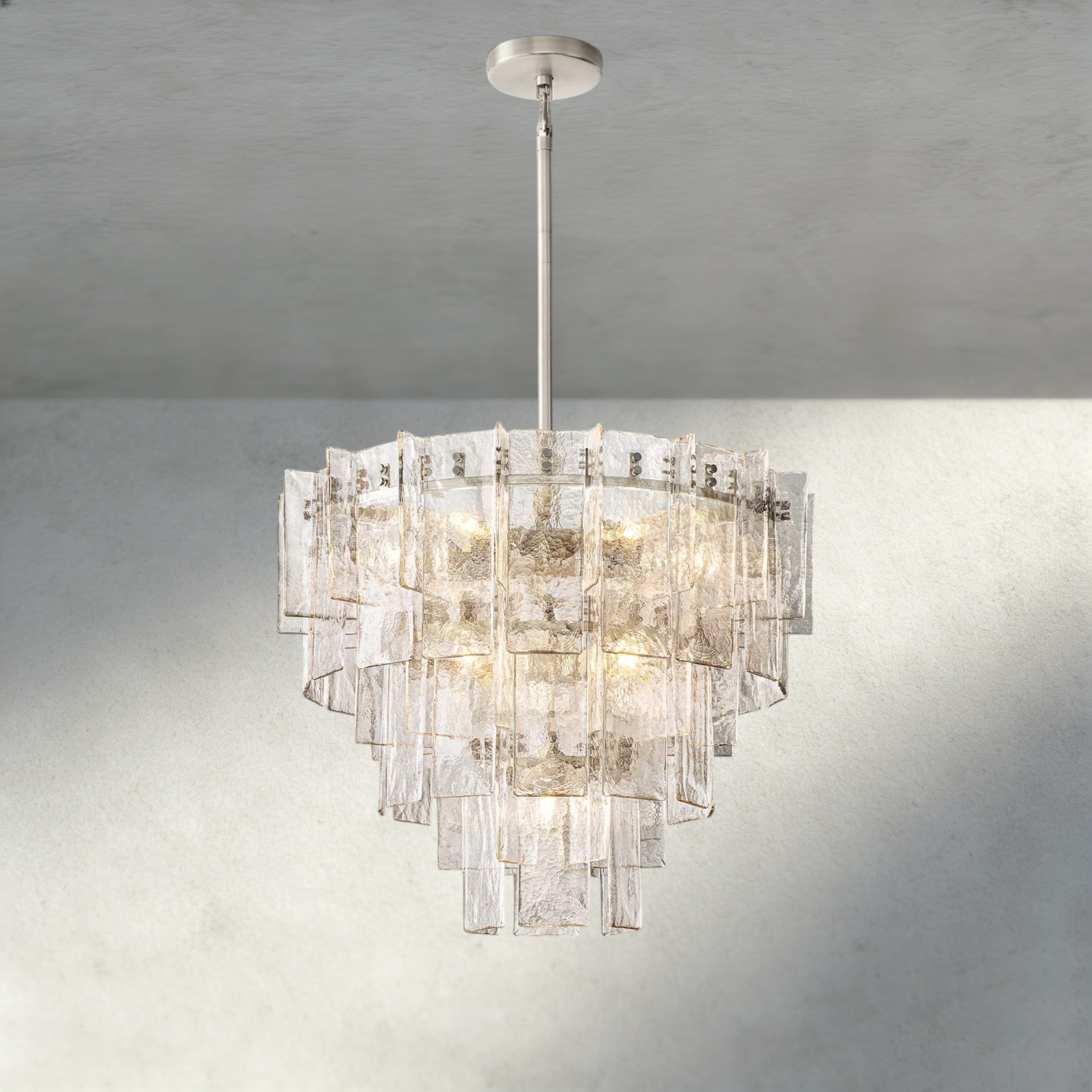 Lattice Clear Glass Tiered Round Chandelier 36", 47"
