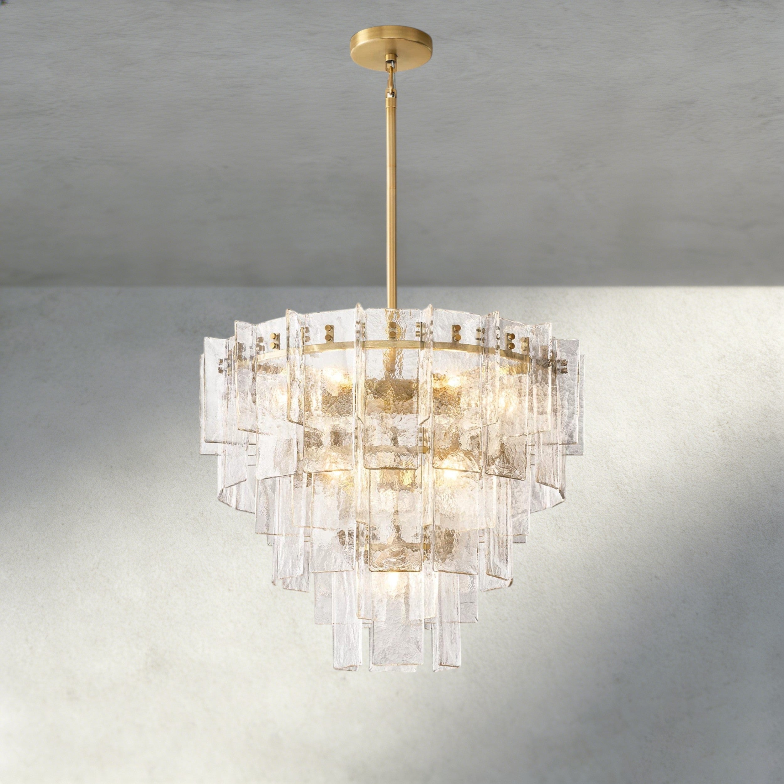 Lattice Clear Glass Tiered Round Chandelier 36", 47"