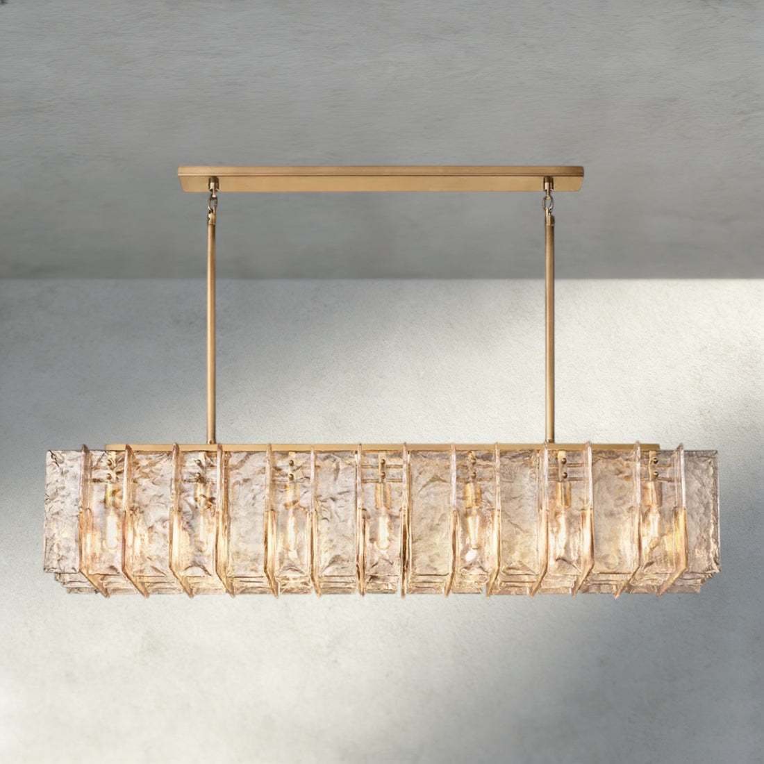 Lattice Smoke Glass Linear Chandelier 49", 67"