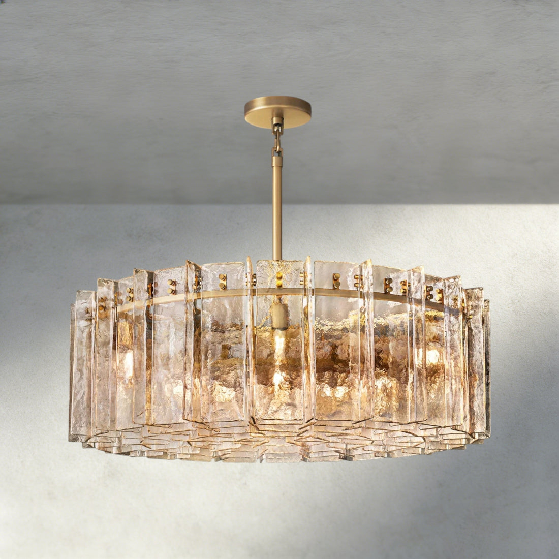 Lattice Smoke Glass Round Chandelier 37", 48"