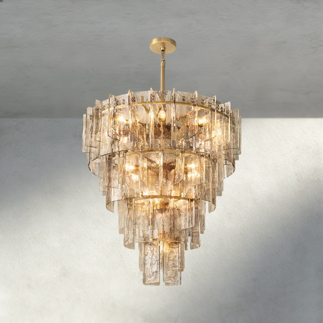 Lattice Smoke Glass Tiered Round Chandelier 36", 47"
