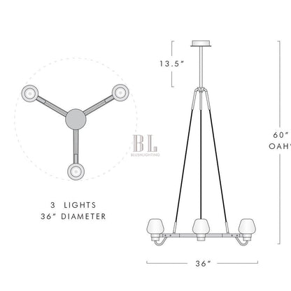 Letitia Crystal Chandelier 3 Light - Manor Lights