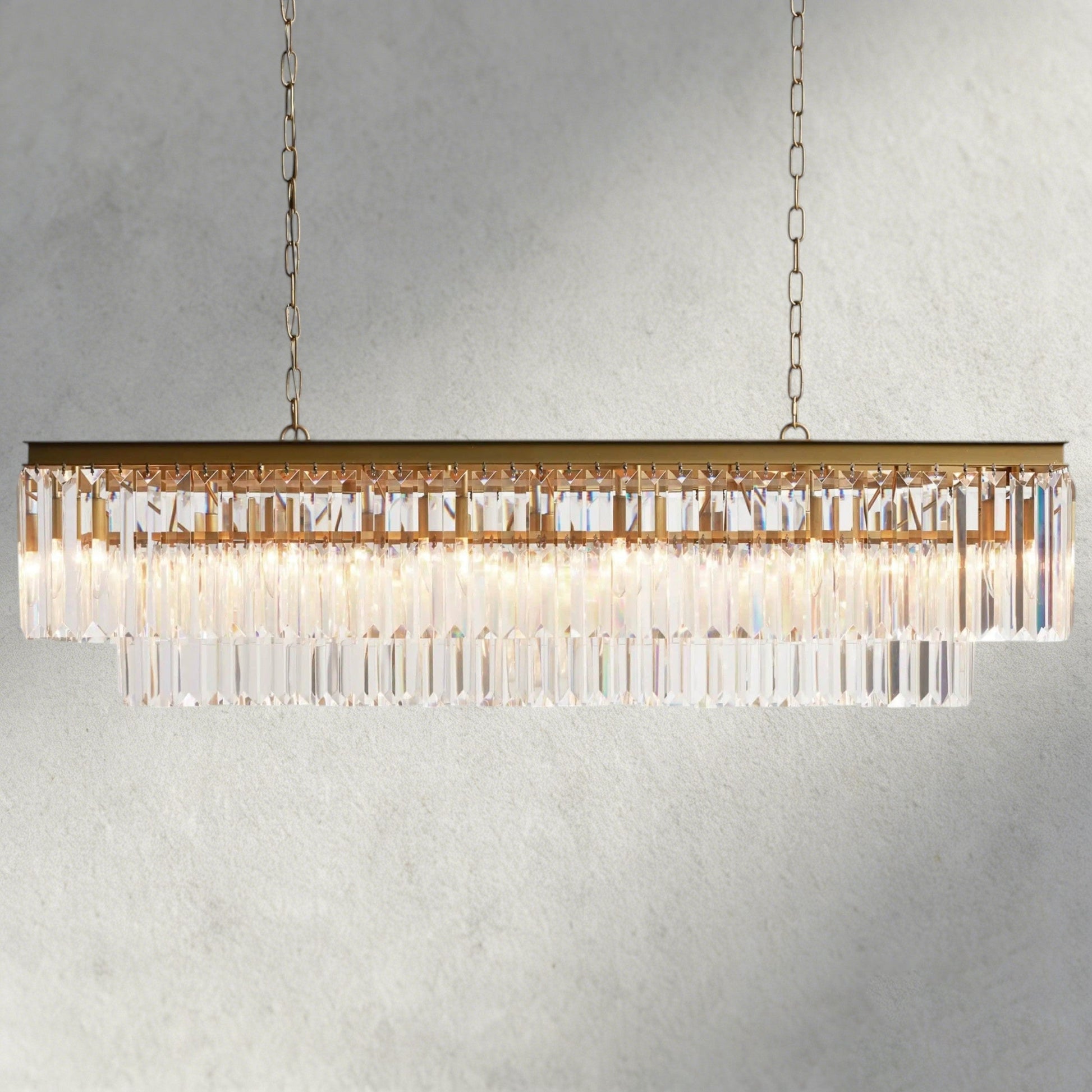 Brass Leyland Tiered Rectangular Chandelier